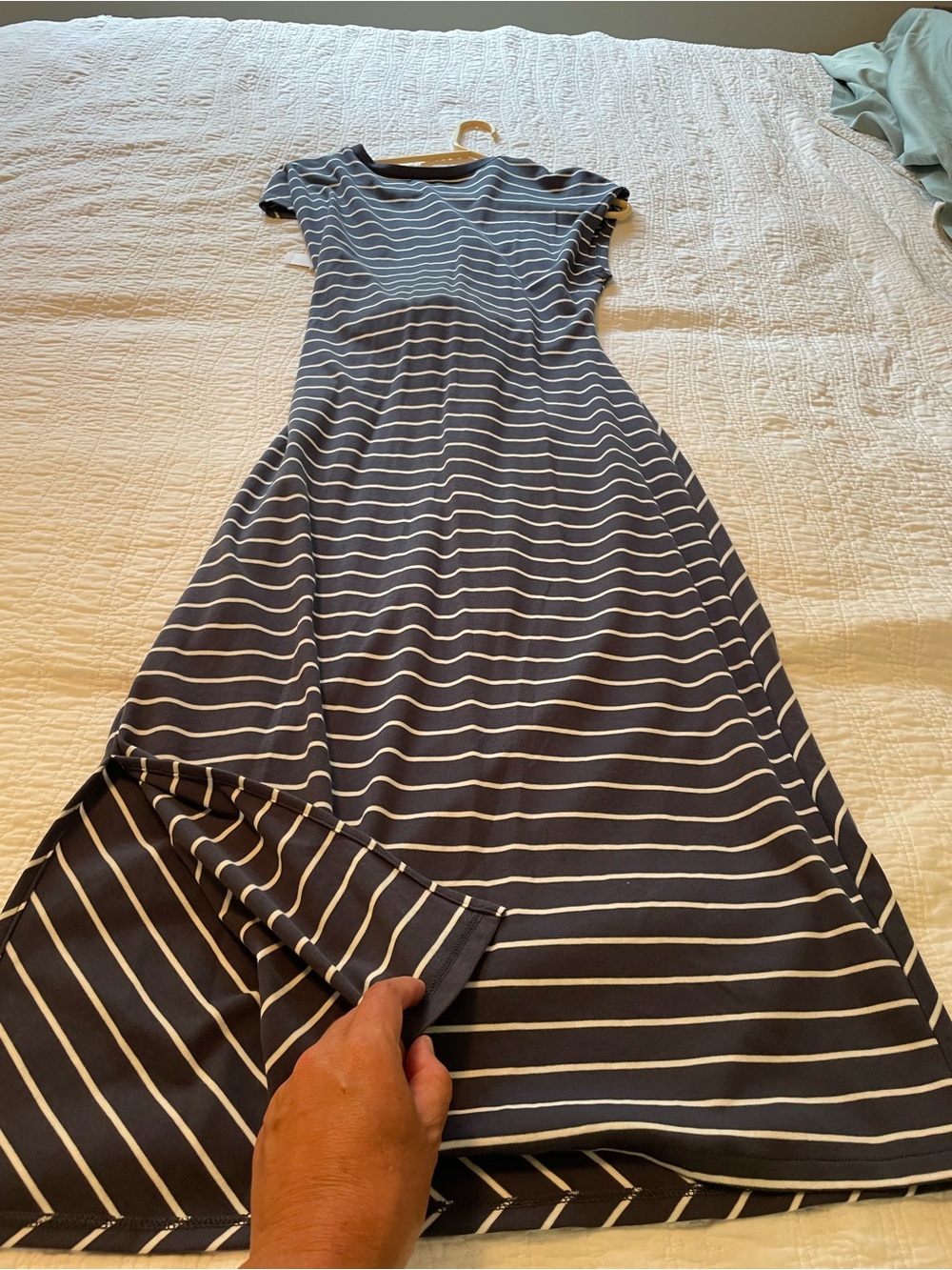 Striped Navy and White Maxi Dress — Fit-and-Flare